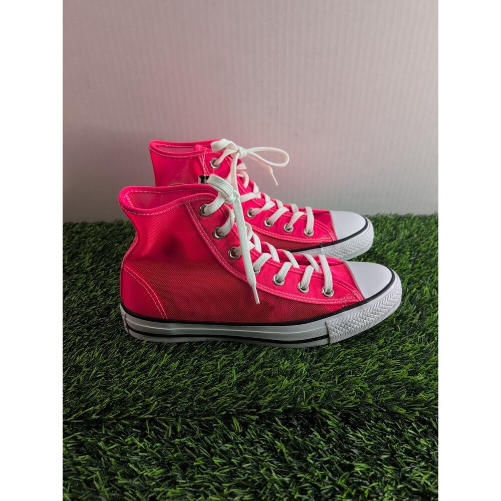 Converse CTAS Hi Top Racer Pink & White See Through Sneakers Shoes Women’s 8